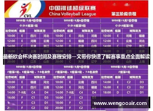 最新欧会杯决赛时间及赛程安排一文带你快速了解赛事重点全面解读